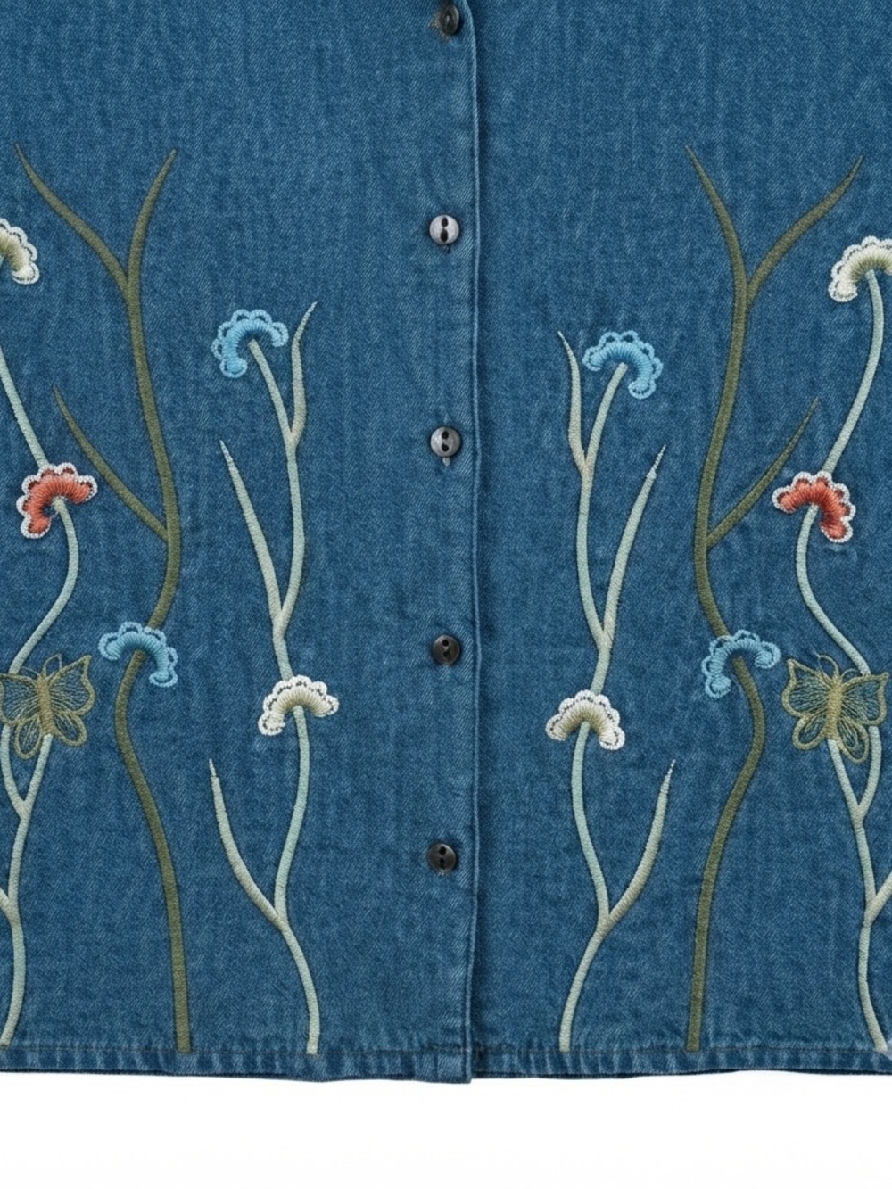 Vintage Karin Stevens Embroidered Denim Shirt 14M or L - Picture 2 of 5